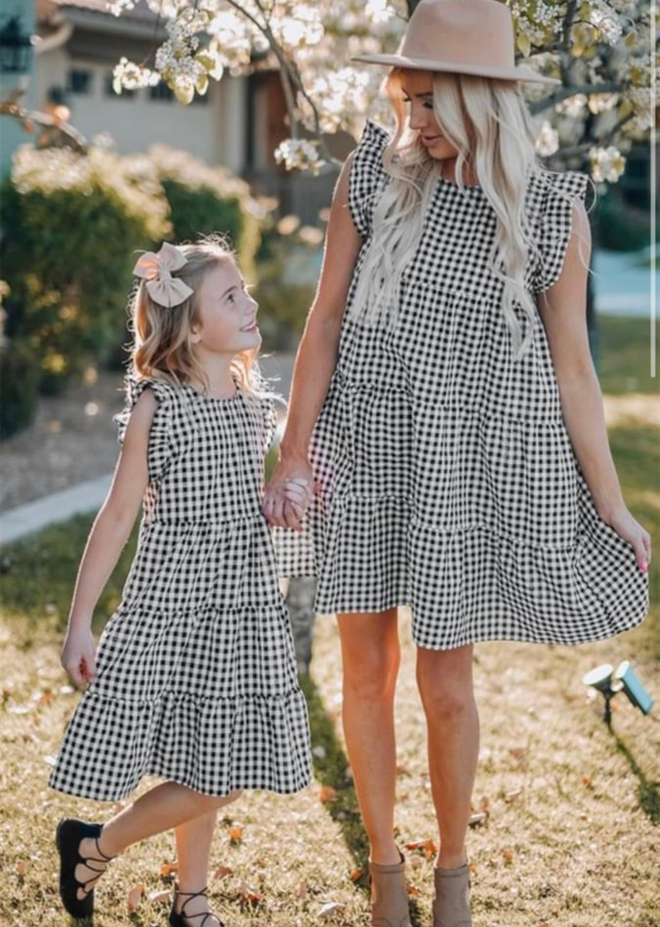 Black Plaid Ruffle Dress