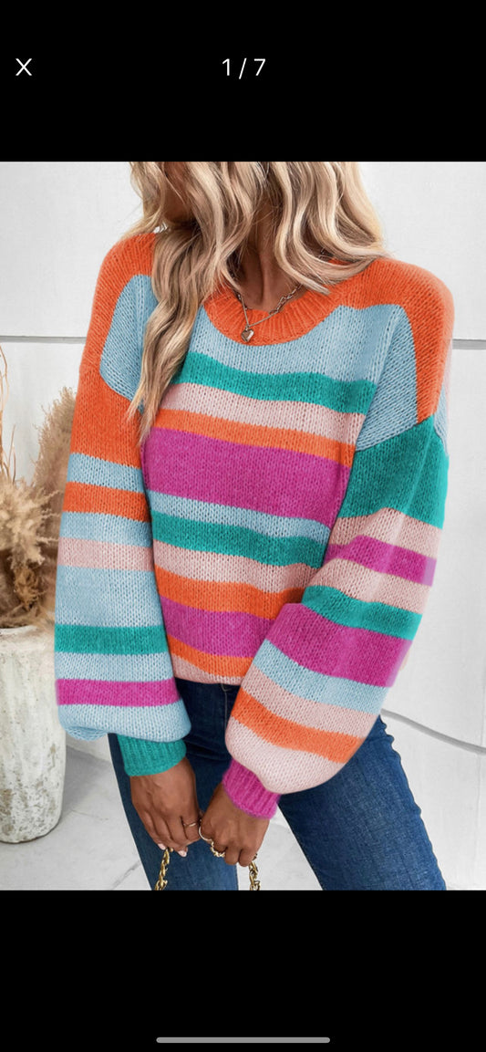 Multicolor striped knit Sweater