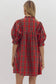 Red Plaid Joy to the World Dress