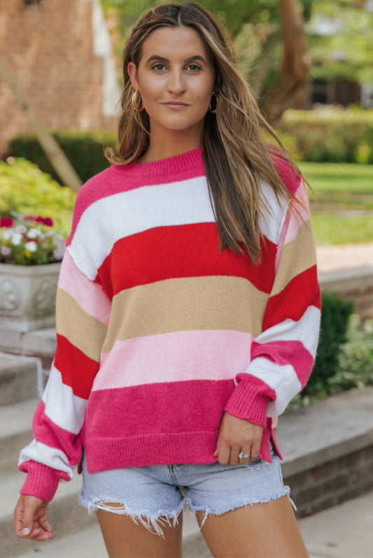 Mix Horizon Stripes Dolman Sleeve Sweater