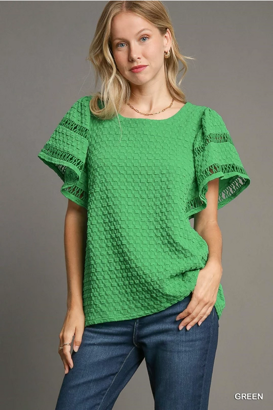 Jacquard Round Neck Top