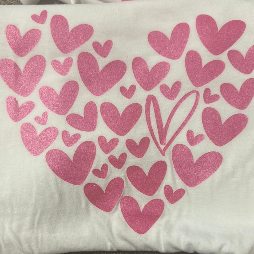 White tee with pink hearts