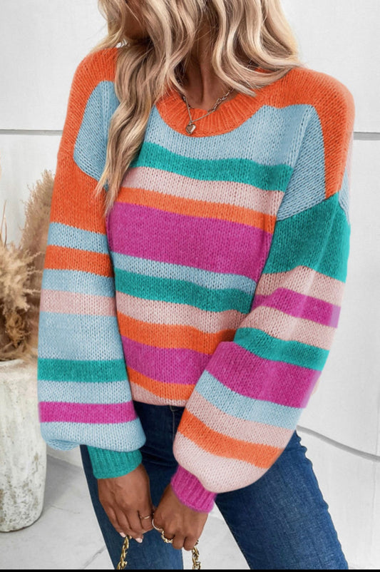 Multicolor striped knit Sweater