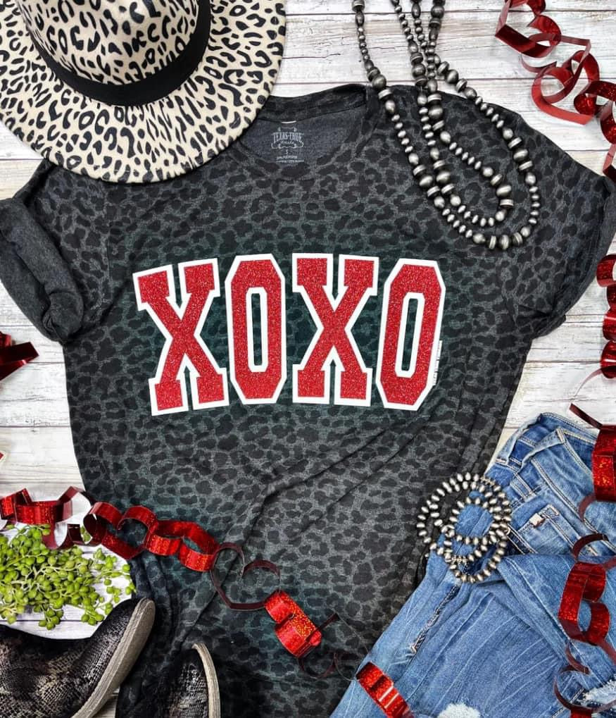 XOXO with Red Glitter Tee