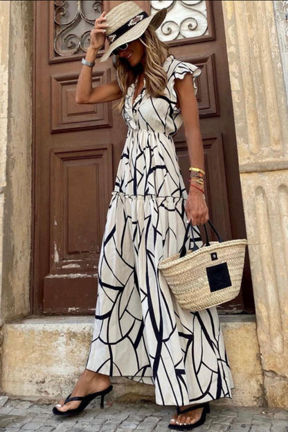 Nelly white Abstract Maxi Dress