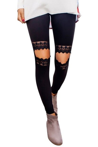 Lace Hollow Out Skinny Leggings