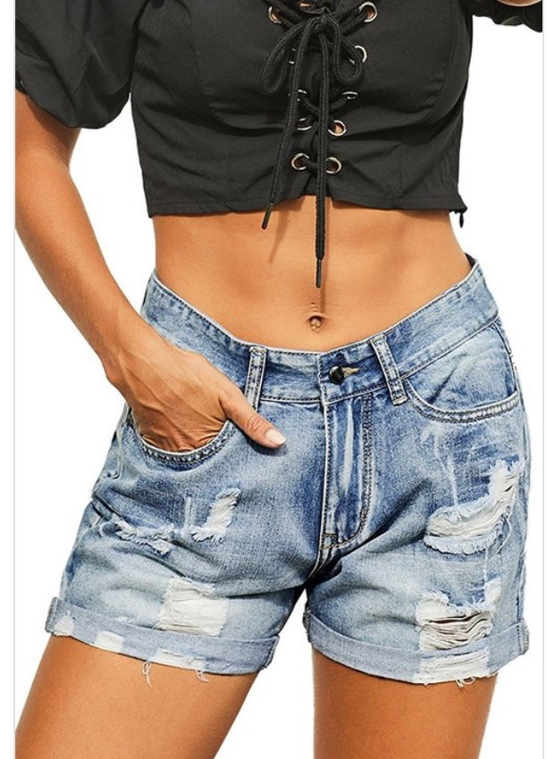 Vintage Faded & Distressed Jeans Shorts