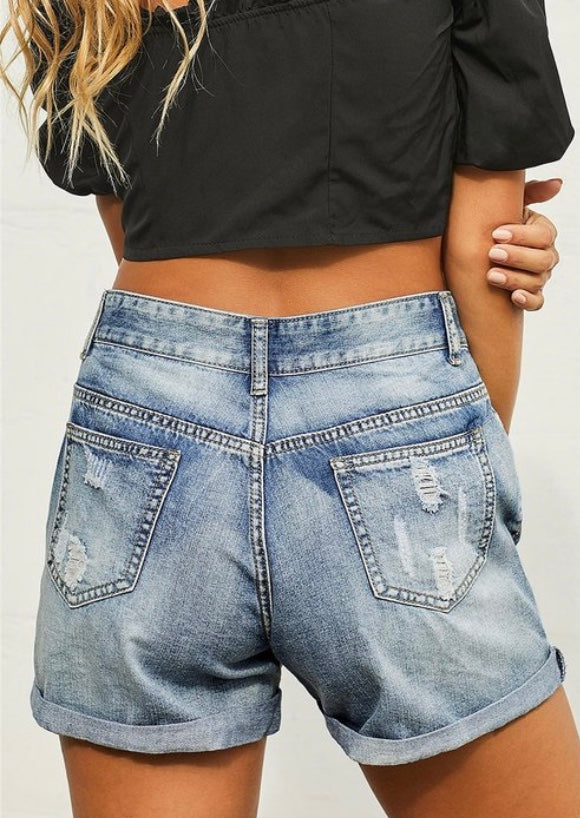 Vintage Faded & Distressed Jeans Shorts