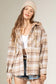 Plaid hooded frayed hem jacket