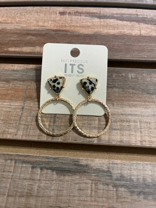 Cheetah stone hoop earrings
