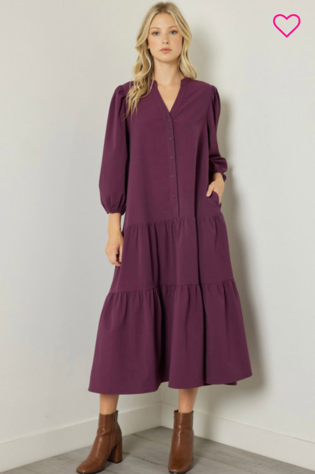 Eunice Eggplant Midi Dress